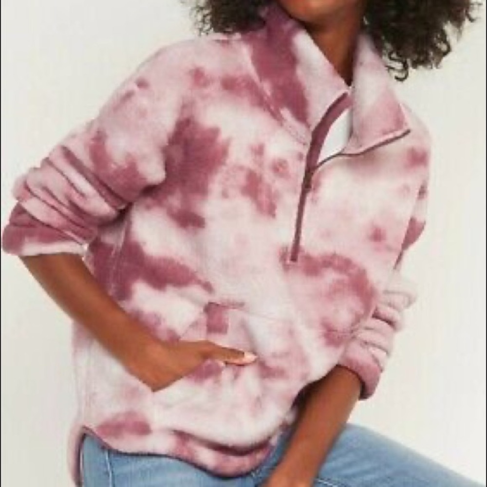 Old Navy Tie Dye Cozy Sherpa Half Zip Sweatshirt Women’s Size XS